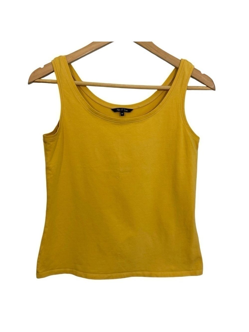 NIC+ZOE Cropped Tank Top Sz M Mustard Yellow Basic Staple Stretch Layering EUC